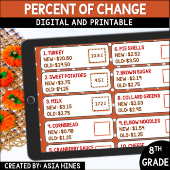 Preview of Thanksgiving Math Percent of Change Activity