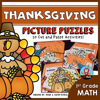 Preview of Thanksgiving Math Picture Puzzles {1st Grade}