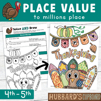Preview of Thanksgiving Math Place Value Practice to Millions Place - Rounding, Find Place