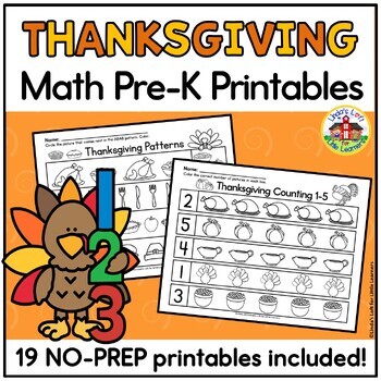 Preview of Thanksgiving Math Practice Worksheets for Preschool
