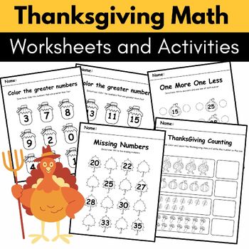 Preview of Thanksgiving Math Preschool Worksheets and Activities