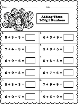 Thanksgiving Themed Math Printables - Grades 2-3 by Sue Kelly | TpT