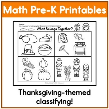 Thanksgiving Math Preschool Printables by Linda's Loft for Little Learners