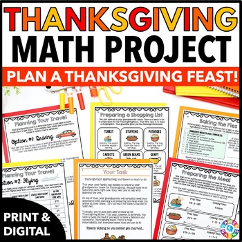 Preview of Thanksgiving Math Project Activities - 4th, 5th & 6th Grade November Math