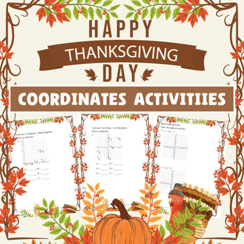 Preview of Thanksgiving Math Project - Coodinates Activities No Prep Print and Go