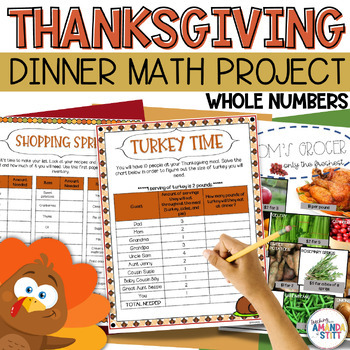 Preview of Thanksgiving Math Project - Plan a Thanksgiving Dinner Math Activity - Fall PBL