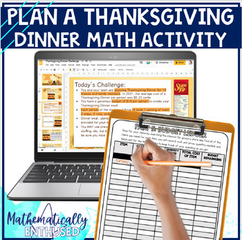 Preview of Thanksgiving Math Project Plan a Thanksgiving Meal Grades 5-7