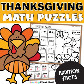 Preview of Thanksgiving Math Puzzles Addition Facts to 20 - Fall Morning November Busy Work