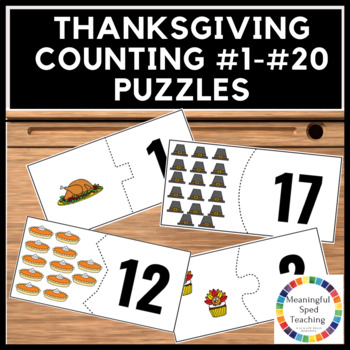 Preview of Thanksgiving Math Puzzles Counting #1-#20 Printable Activity