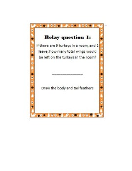 Preview of Thanksgiving Math Relay: 4th and 5th grade math logic and reasoning
