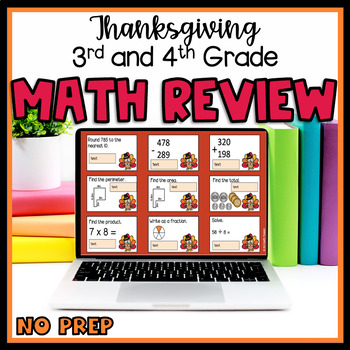 Preview of Thanksgiving Math Review for 3rd and 4th GRADE