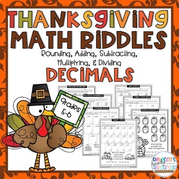 Preview of Thanksgiving Math Riddles | Decimals