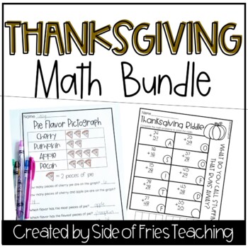 Preview of 2nd and 3rd Grade Thanksgiving Math Riddles and Graphs (Bundle)