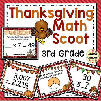 Preview of 3rd Grade Thanksgiving Math Activities: 3rd Grade Thanksgiving Math Scoot