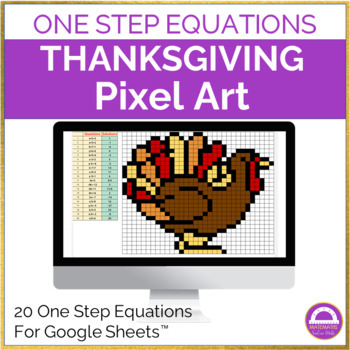 Preview of Thanksgiving Math | Solving One Step Equations Pixel Art Activity