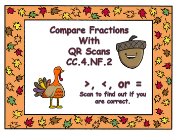 Preview of Thanksgiving Math Task Cards Comparing Fractions