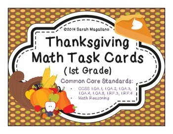 Preview of Thanksgiving Math Task Cards (First Grade)