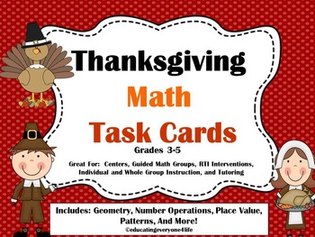 Preview of Thanksgiving - Math Task Cards