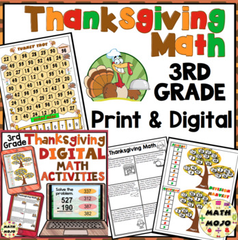 Preview of 3rd Grade Thanksgiving Math: 3rd Grade Math Games, Scoot, and Problem Solving
