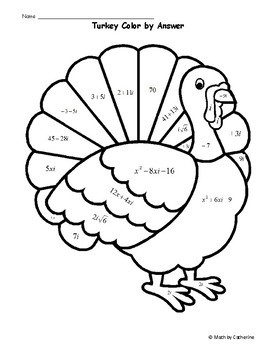 Thanksgiving Math: Turkey Color by Answer Imaginary Numbers | TPT
