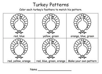 Preview of Thanksgiving Math â€“ Turkey Patterns