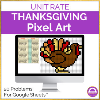 Preview of Thanksgiving Math | Unit Rates Pixel Art Activity