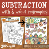 Thanksgiving Math - Up to 3-Digit Subtraction With & Witho
