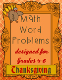 Thanksgiving Math Word Problems Activity:  Grades 4-6
