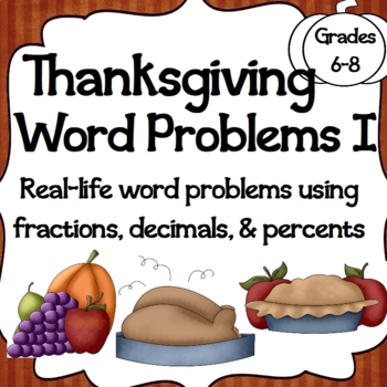 Preview of Thanksgiving Math Word Problems I: Calculating Decimals, Percents, and Ratios