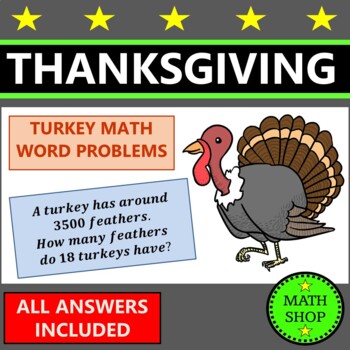 Preview of Thanksgiving Math Word Problems Turkey Math 6th Grade Math