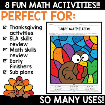 Thanksgiving Math Worksheets by Monica Parsons | TpT