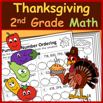 Preview of Thanksgiving Math Worksheets 2nd Grade
