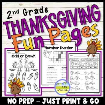 Preview of Thanksgiving Math Worksheets 2nd Grade