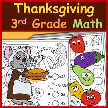 Preview of Thanksgiving Math Worksheets 3rd Grade