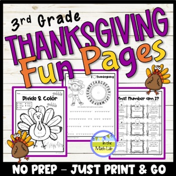 Preview of Thanksgiving Math Worksheets 3rd Grade