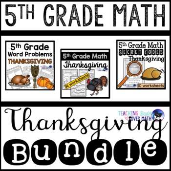Preview of Thanksgiving Math Worksheets 5th Grade Bundle