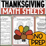 Thanksgiving Math Worksheets: Addition, Subtraction, Addin
