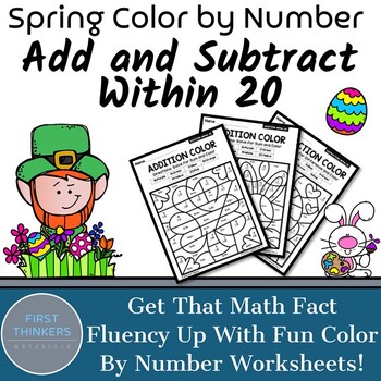 Preview of Earth Day Activities Math Color By Number Add Within 20 Coloring Page Free