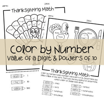 Thanksgiving Math Worksheets (5th Grade) by Common Core Tots and Tweens