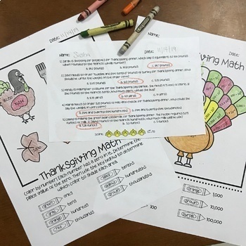Thanksgiving Math Worksheets (5th Grade) by Common Core Tweens | TpT