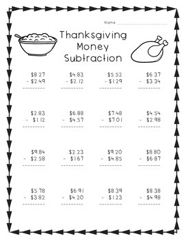 thanksgiving math worksheets practice with 3 digit addition and