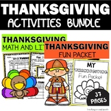 Thanksgiving Math and ELA Activities with Worksheets Color