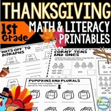 Thanksgiving Math and Literacy Activities 1st Grade