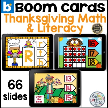 Preview of Thanksgiving Math and Literacy Bundle Boom Cards