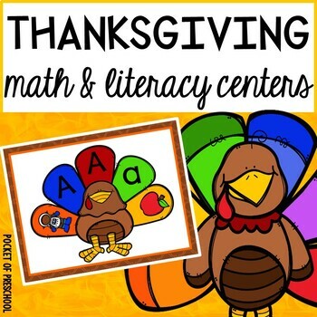 Preview of Thanksgiving Math and Literacy Centers for Preschool, Pre-K, and Kindergarten