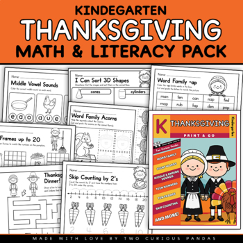 Thanksgiving Math and Literacy Pack - NO PREP by Two Curious Pandas