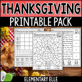 Thanksgiving Math and Literacy Printable Pack