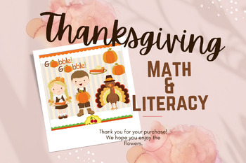 Preview of Thanksgiving Math and Literacy for Kids Kindergarden Worksheets & Teaching print
