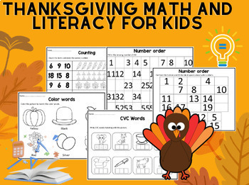 Preview of Thanksgiving Math and Literacy for Kids - Math Skills - Life Skills