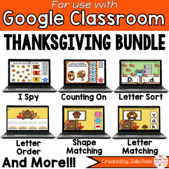 Preview of Thanksgiving Math and Phonics BUNDLE for Google Classroom